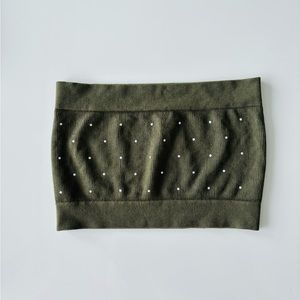 LOFT Bandeau Bra Bralette Green Polka Dot Strapless Modal Wireless M/L NWOT Boho